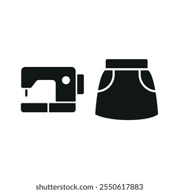 Sewing machine and skirt set tailor and fashion icon vector basic design simple and modern concept graphic