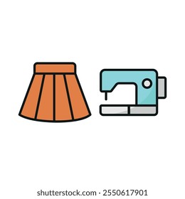 Sewing machine and skirt set tailor and fashion icon vector basic design simple and modern concept graphic