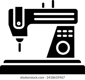 Sewing machine solid and glyph vector illustration