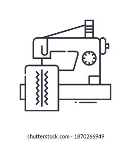 Sewing machine symbol icon, linear isolated illustration, thin line vector, web design sign, outline concept symbol with editable stroke on white background.