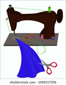A sewing machine symbolizing a sewing business concept. Vector illustration.