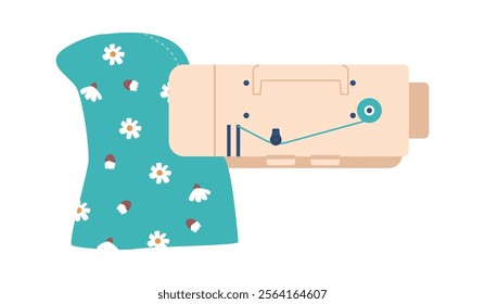 Sewing machine tailoring clothes vector illustration