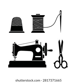 Sewing machine with thimble and tools