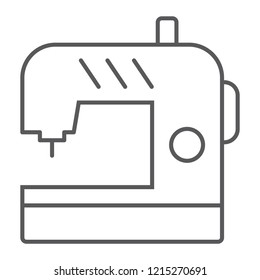 Sewing machine thin line icon, electric and textile, household sign, vector graphics, a linear pattern on a white background, eps 10.