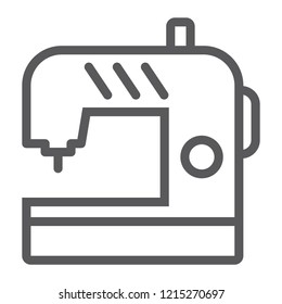 Sewing machine thin line icon, electric and textile, household sign, vector graphics, a linear pattern on a white background, eps 10.