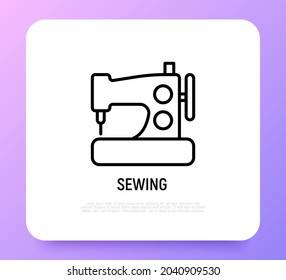 Sewing machine thin line icon. Modern vector illustration for tailor logo.