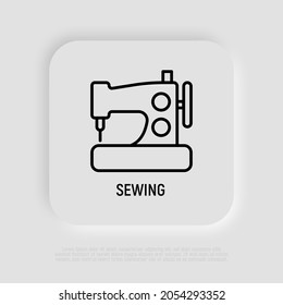 Sewing machine thin line icon. Modern vector illustration for tailor logo.