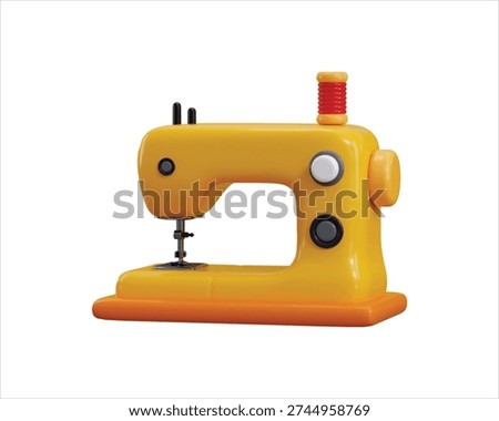 Sewing Machine with thread bundle icon 3d render concept of sewing project on electric sewing machine icon vector illustration