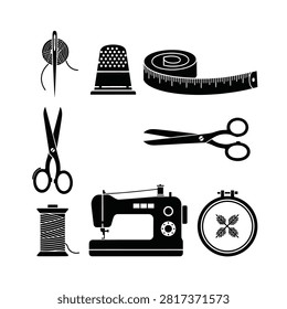 Sewing machine with thread and tools