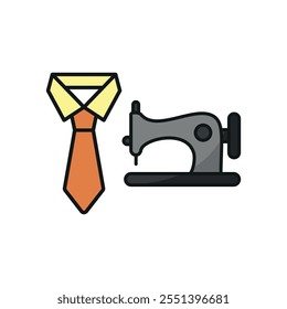 Sewing machine and tie set tailor and fashion icon vector basic design simple and modern concept graphic