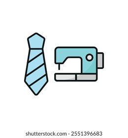 Sewing machine and tie set tailor and fashion icon vector basic design simple and modern concept graphic