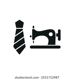 Sewing machine and tie set tailor and fashion icon vector basic design simple and modern concept graphic