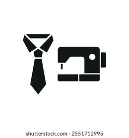 Sewing machine and tie set tailor and fashion icon vector basic design simple and modern concept graphic