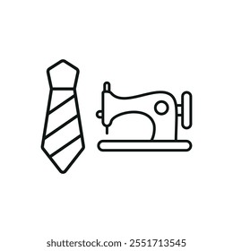 Sewing machine and tie set tailor and fashion icon vector basic design simple and modern concept graphic