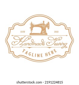 sewing machine vector design logo .simple vintage sewing machine concept.