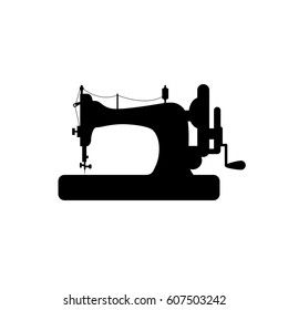 Sewing Machine Vector Icon. Black On White