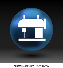 Sewing machine vector icon raft embroidery tool clothes.