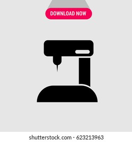 Sewing Machine Vector Icon, The symbol of machine for stitching. Simple, modern flat vector illustration for mobile app, website or desktop app   