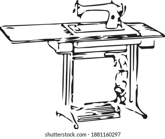 Máquina de coser. Vector, ilustración, icono, aislado en fondo blanco.