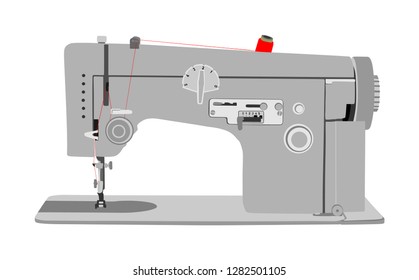 Sewing machine vector illustration isolated on white background. Fashion industry tool.