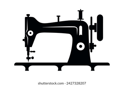 Sewing machine vector illustration, Sewing logo atelier,Manual Sew, Sewing Machine Silhouette Icon,
