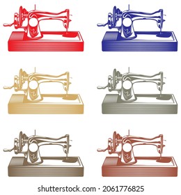 Sewing Machine Vector Illustration. Manual Sew Machine Icon Isolated On A White Background
