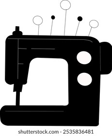 Sewing machine Vector illustration. Minimalist black linear sketch on white background. 