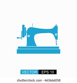 Sewing machine vector. Isolated blue icon on white background.