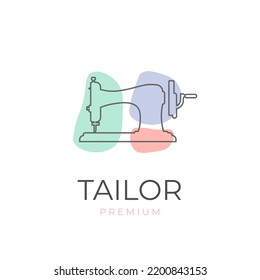 Sewing machine vector logo illustration with pastel colored abstract shape