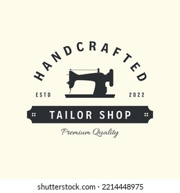 sewing machine vector style logo design icon template illustration, tailor shop silhouette logo design