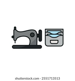 Sewing machine and wallet set tailor and fashion icon vector basic design simple and modern concept graphic