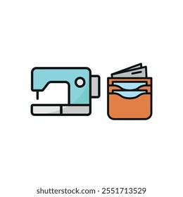 Sewing machine and wallet set tailor and fashion icon vector basic design simple and modern concept graphic