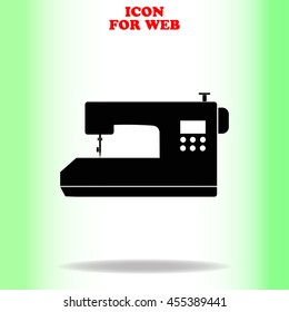 Sewing machine web icon. Black illustration on white background