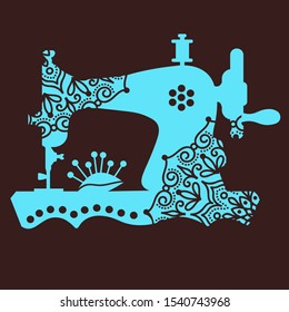 Sewing machines vector clip art  Dressmaker sign. Stock vector files. Mandala design. Tailor. Invitation card digital downloads. 