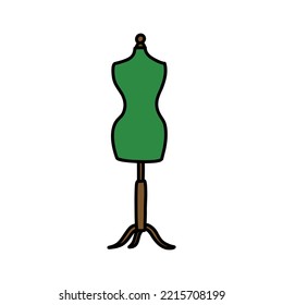 sewing mannequin doodle icon, vector illustration
