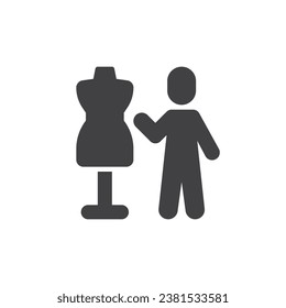 Icono del mannequín de coser y del vector de sastre. signo plano relleno para concepto móvil y diseño web. Icono de glifo sastre y falso. Símbolo, ilustración del logotipo. Gráficos vectoriales