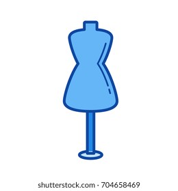 Sewing mannequin vector line icon isolated on white background. Sewing mannequin line icon for infographic, website or app. Blue icon designed on a grid system.