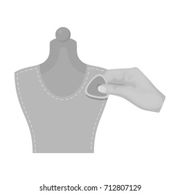 Sewing, marking with chalk on a mannequin. Sewing and equipment single icon in monochrome style vector symbol stock illustration web.