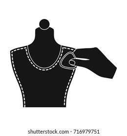 Sewing, marking with chalk on a mannequin. Sewing and equipment single icon in black style vector symbol stock illustration web.