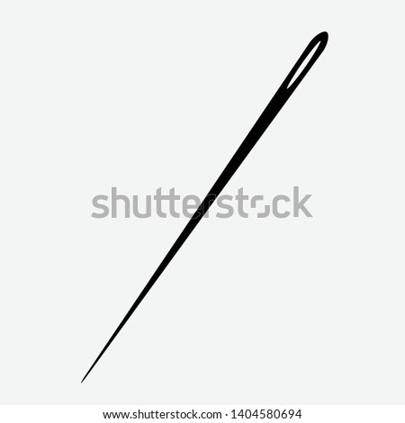 Sewing needle, black isolated icon, vector illustration.