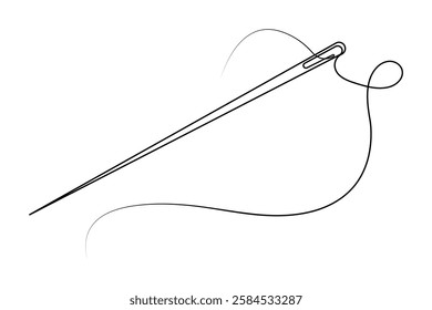 Sewing needle continuous one line art vector illustration design