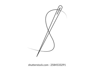 Sewing needle continuous one line art vector illustration design