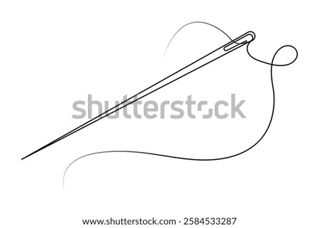 Sewing needle continuous one line art vector illustration design