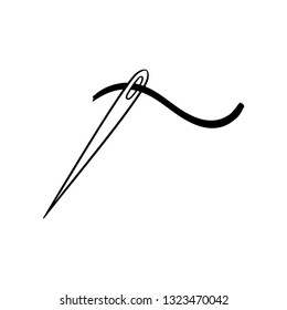 sewing needle doodle icon vector 