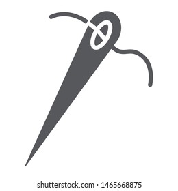 Sewing needle glyph icon, tailor and sew, needlework sign, vector graphics, a solid pattern on a white background, eps 10.