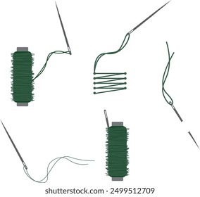 sewing needle with green thread