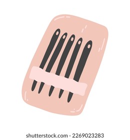 Sewing needle hand drawn icon. Vector illustration of needlework supply, concept of sewing, embroidery, handicrafts, hobby.
