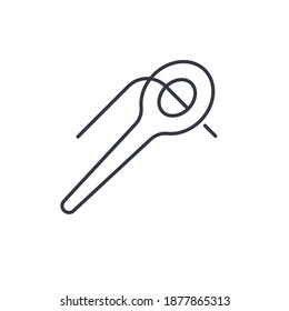 Sewing needle icon, linear isolated illustration, thin line vector, web design sign, outline concept symbol with editable stroke on white background.