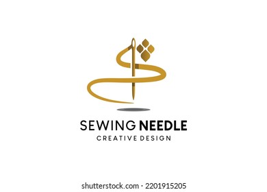 Sewing needle icon logo design with sewing thread in the shape of the letter S