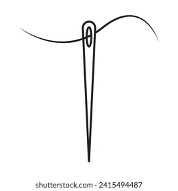 diseño del logotipo de la ilustración del vector de la aguja de coser